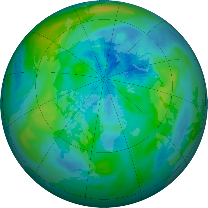 Arctic ozone map for 22 September 1985
